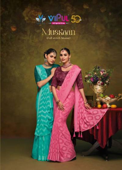 VIPUL MUSKAAN 81306 TO 81313 DESIGNER SAREE WHOLESALER IN INDIA